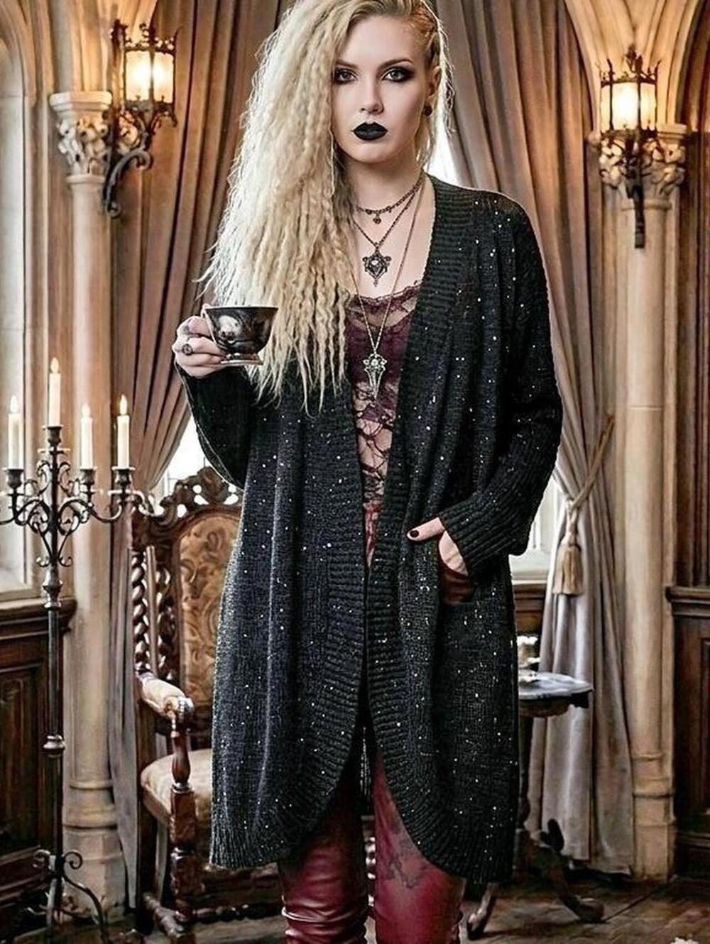 Black Speckled Knit Cardigan